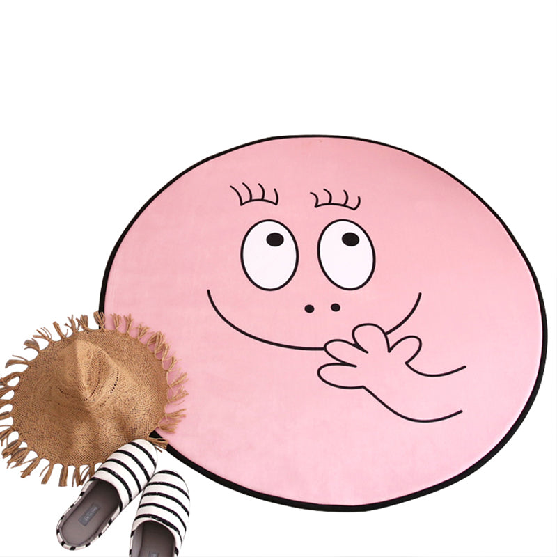 Pink Baby Room Rug Nordic Face Expression Sketch Rug Synthetics Pet Friendly Washable Non-Slip Backing Area Carpet Clearhalo 'Area Rug' 'Rug' 2106446