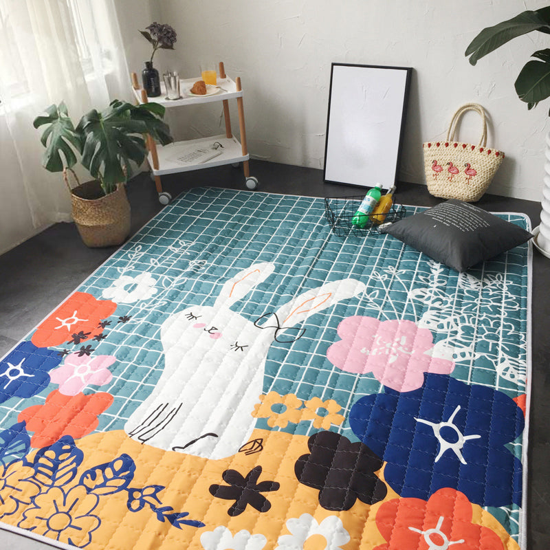 Multi-Colored Animal Patterned Rug Polyester Kids Rug Machine Washable Anti-Slip Backing Stain Resistant Carpet for Childrens Room Green Clearhalo 'Area Rug' 'Rug' 2106467