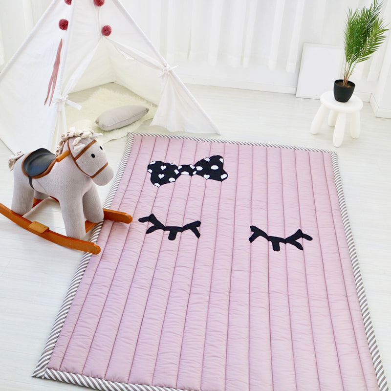 Minimalist Nursery Padded Rug Pastel Color Cartoon Carpet Cotton Easy Care Indoor Rug Pink 4'7" x 6'7" Clearhalo 'Area Rug' 'Rug' 2106489