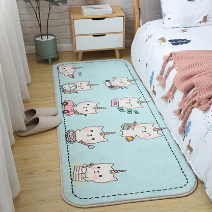 Kids Bedroom Area Rug Multi Colored Animal Sketch Rug Cotton Machine Wash Carpet Light Blue Clearhalo 'Area Rug' 'Rug' 2106501