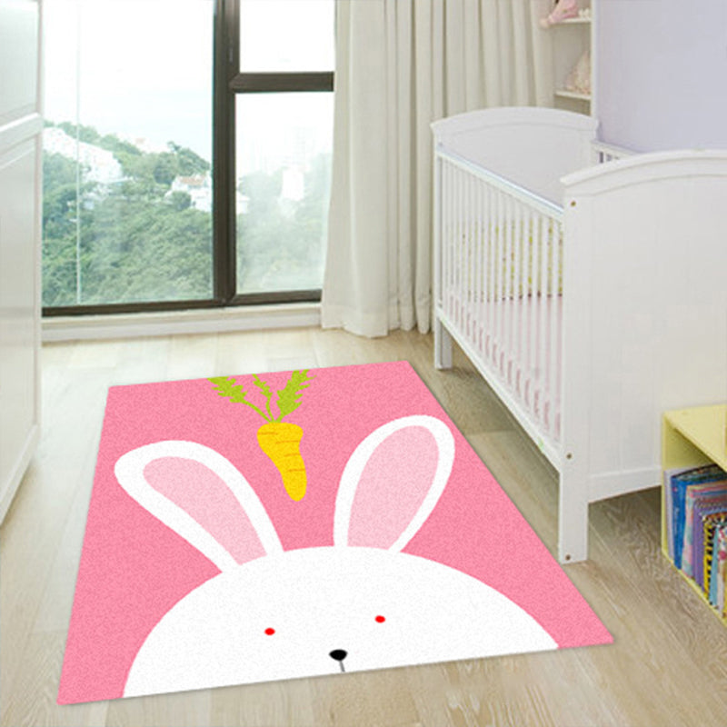 Cartoon Kindergarten Area Rug Multi Colored Animal Pattern Rug Polypropylene Non-Slip Backing Pet Friendly Washable Rug Pink 3'3" x 4'3" Clearhalo 'Area Rug' 'Rug' 2106518