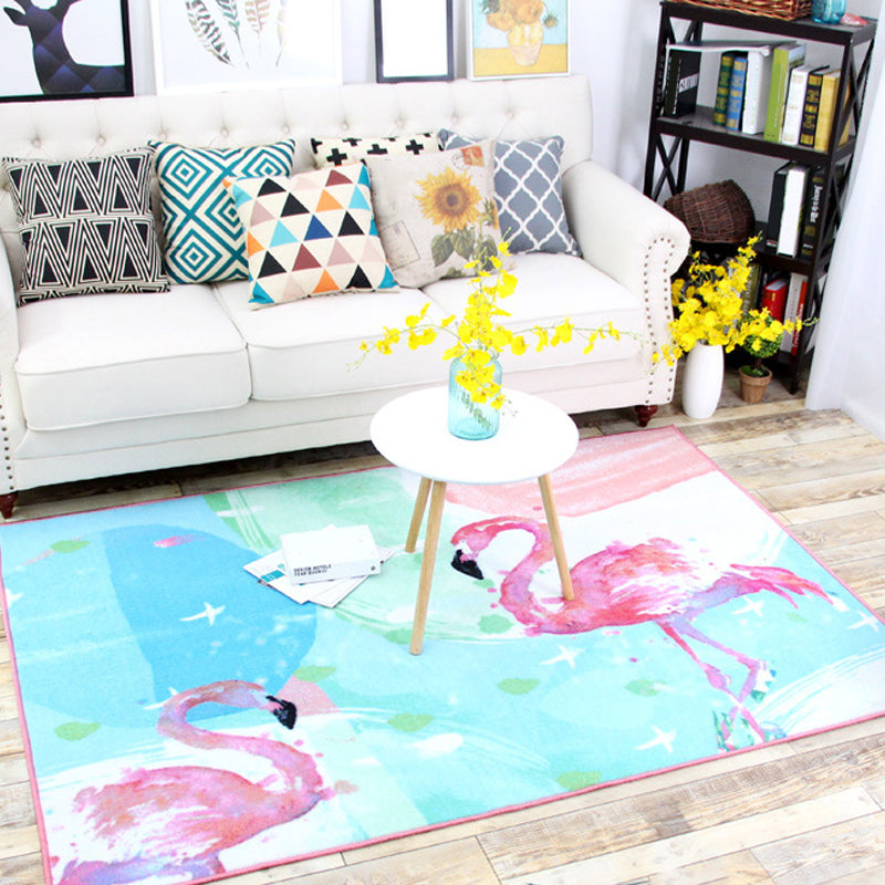 Decorative Childrens Art Rug Multi-Color Flamingo Drawing Rug Non-Slip Backing Pet Friendly Machine Washable Rug for Room Clearhalo 'Area Rug' 'Rug' 2106531