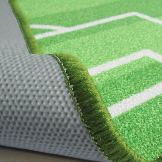 Green Football Pitch Pattern Rug Polyester Kids Carpet Stain Resistant Anti-Slip Pet Friendly Rug for Boys Bedroom Clearhalo 'Area Rug' 'Rug' 2106544