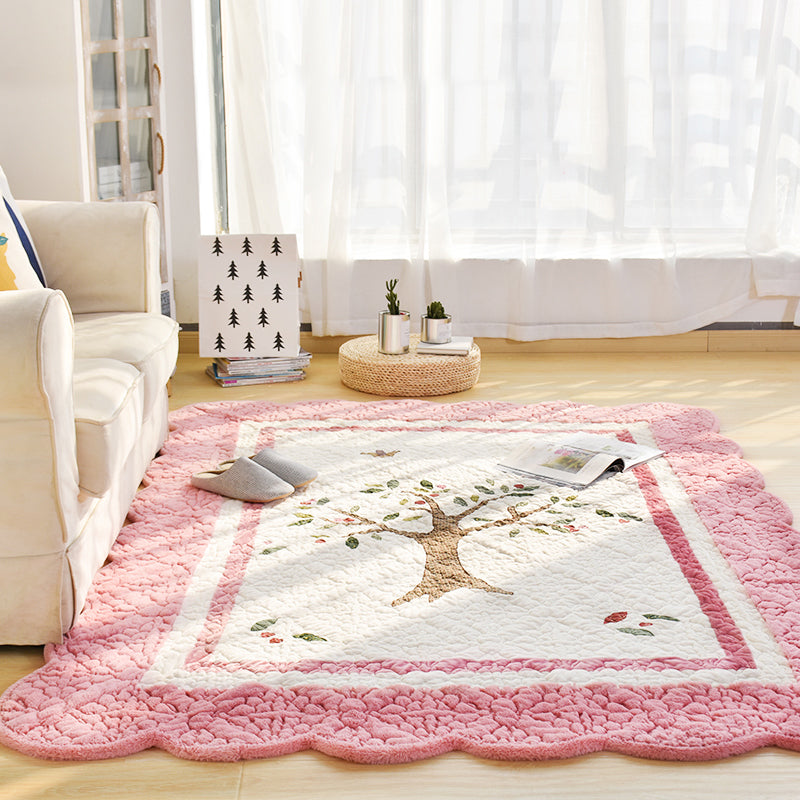 Multicolor Nordic Style Rug Polypropylene Tree Pattern Carpet Anti-Slip Pet Friendly Stain Resistant Rug for Kids Bedroom Pink Clearhalo 'Area Rug' 'Rug' 2106558