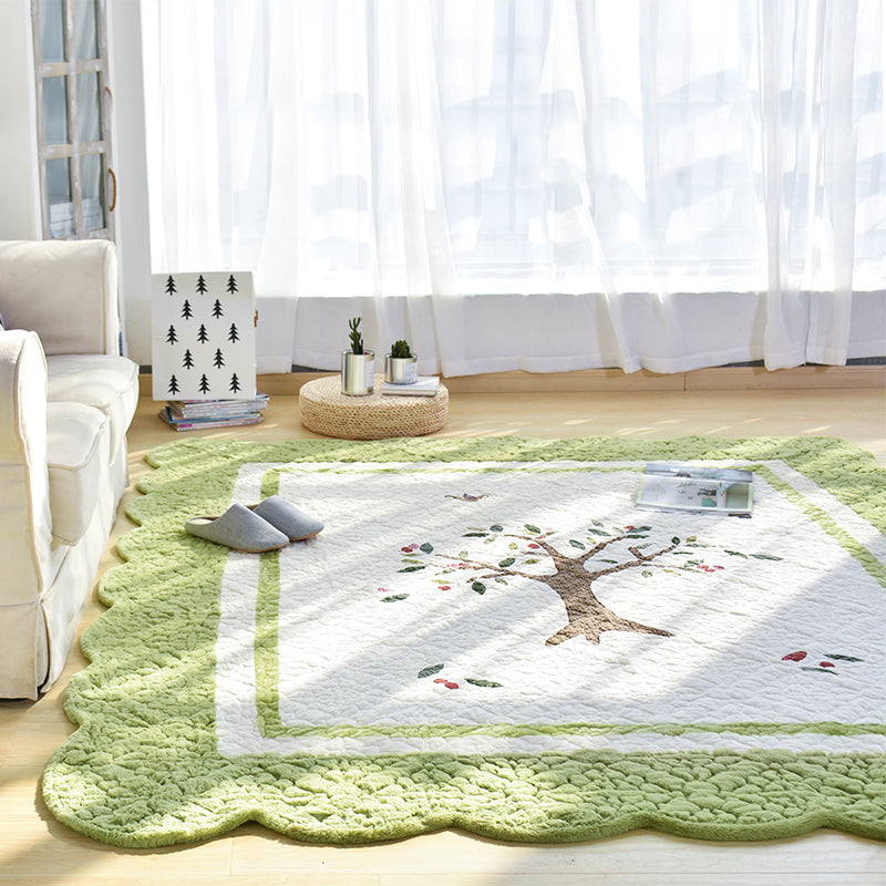 Multicolor Nordic Style Rug Polypropylene Tree Pattern Carpet Anti-Slip Pet Friendly Stain Resistant Rug for Kids Bedroom Green 5'3" x 6'11" Clearhalo 'Area Rug' 'Rug' 2106561