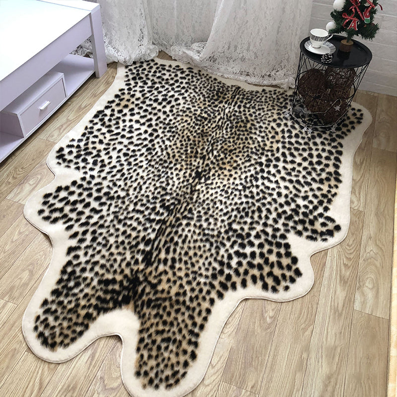 Irregular Shaped Leopard Print Rug Black Nordic Carpet Synthetics Non-Slip Backing Washable Pet Friendly Rug for Bedroom Clearhalo 'Area Rug' 'Casual' 'Rugs' Rug' 2106585