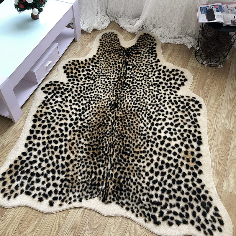 Irregular Shaped Leopard Print Rug Black Nordic Carpet Synthetics Non-Slip Backing Washable Pet Friendly Rug for Bedroom Clearhalo 'Area Rug' 'Casual' 'Rugs' Rug' 2106588