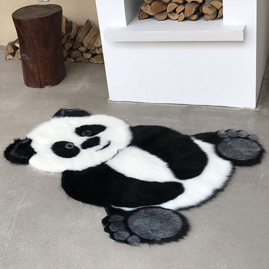 Unique Multicolor Modern Rug Synthetics Animal Skin Printed Rug Stain Resistant Pet Friendly Non-Slip Backing Rug for Bedroom White-Black 2'11" x 3'11" Clearhalo 'Area Rug' 'Casual' 'Rugs' Rug' 2106607