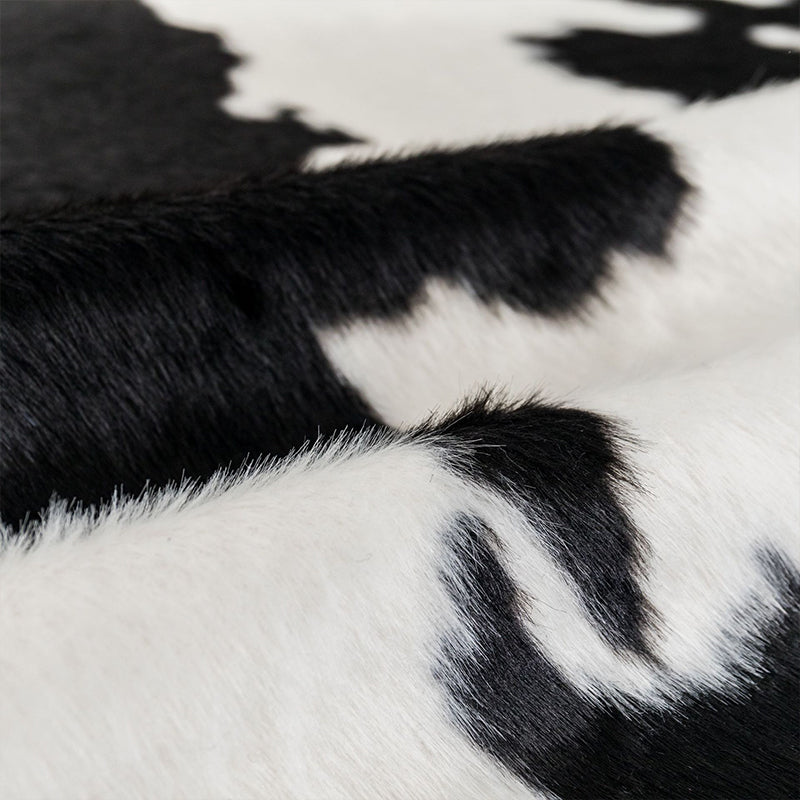 Shaggy Cow Skin Area Rug Black and White Contemporary Rug Polyester Non-Slip Washable Pet Friendly Carpet for Home Clearhalo 'Area Rug' 'Casual' 'Rugs' Rug' 2106611