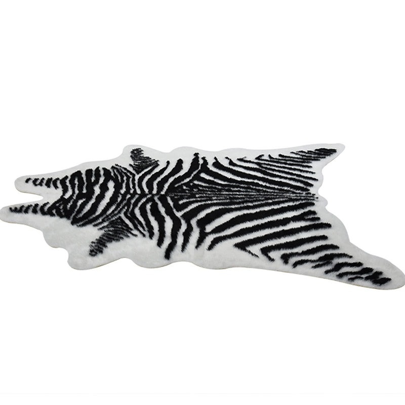 Nordic Zebra Print Rug Black and White Synthetics Carpet Anti-Slip Pet Friendly Machine Washable Rug for Home Decor Clearhalo 'Area Rug' 'Casual' 'Rugs' Rug' 2106623