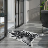 Nordic Zebra Print Rug Black and White Synthetics Carpet Anti-Slip Pet Friendly Machine Washable Rug for Home Decor Black-White Clearhalo 'Area Rug' 'Casual' 'Rugs' Rug' 2106626