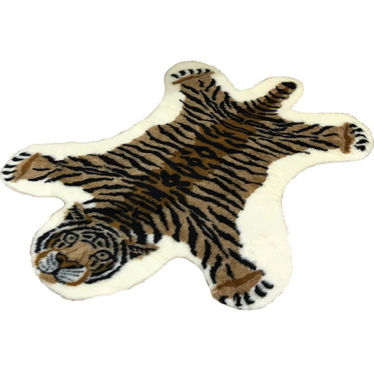 Brown Scandinavian Rug Synthetics Tiger Print Carpet Non-Slip Backing Machine Washable Pet Friendly Rug for Bedroom Clearhalo 'Area Rug' 'Casual' 'Rugs' Rug' 2106647