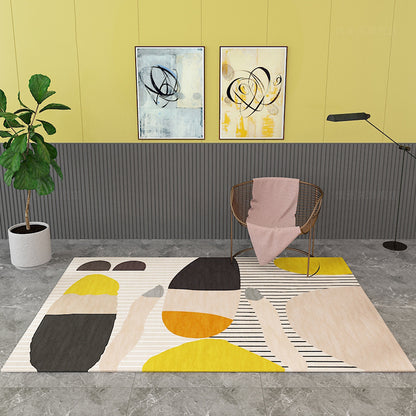 Multicolor Color-Blocking Rug Synthetics Contemporary Carpet Non-Slip Machine Washable Stain Resistant Rug for Great Room Black Clearhalo 'Area Rug' 'Rug' 2106708