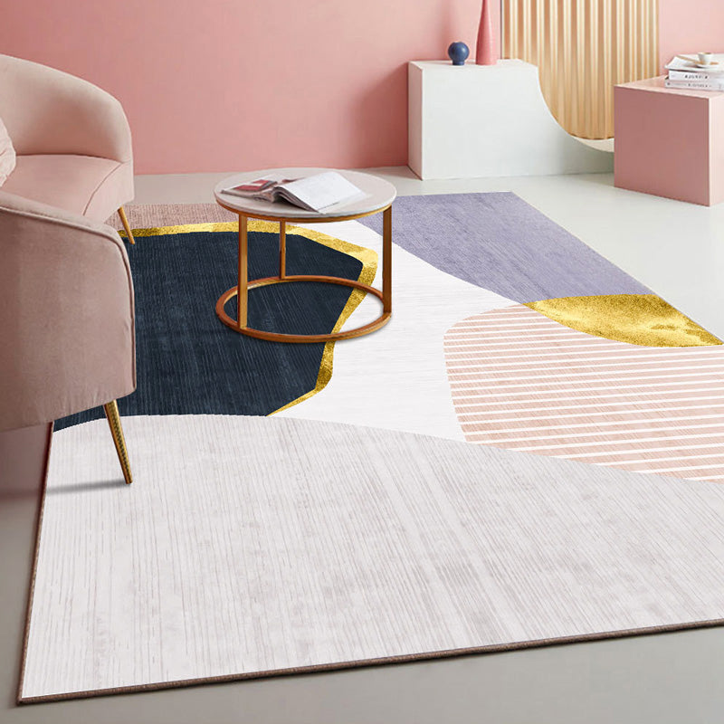 Multi Colored Geometric Block Rug Polyester Nordic Carpet Machine Washable Stain Resistant Non-Slip Backing Rug for Living Room Yellow-Red Clearhalo 'Area Rug' 'Rug' 2106761