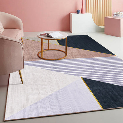 Multi Colored Geometric Block Rug Polyester Nordic Carpet Machine Washable Stain Resistant Non-Slip Backing Rug for Living Room Dark Blue Clearhalo 'Area Rug' 'Rug' 2106764