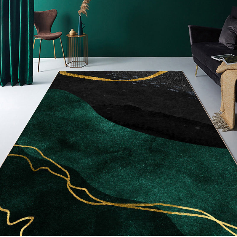 Multi Colored Geometric Block Rug Polyester Nordic Carpet Machine Washable Stain Resistant Non-Slip Backing Rug for Living Room Dark Green Clearhalo 'Area Rug' 'Rug' 2106765