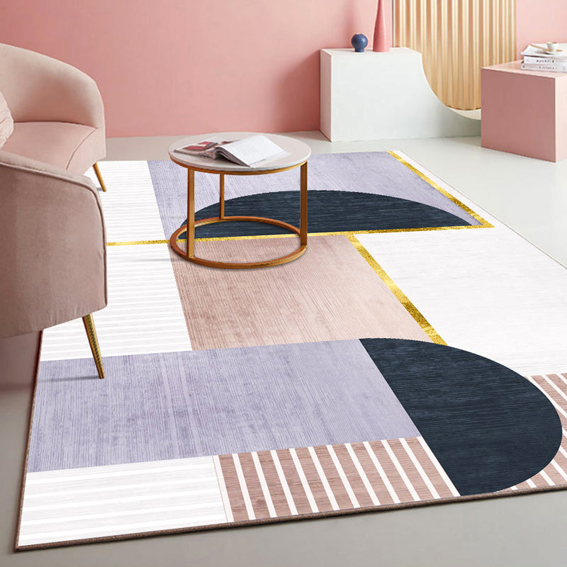 Multi Colored Geometric Block Rug Polyester Nordic Carpet Machine Washable Stain Resistant Non-Slip Backing Rug for Living Room Dark Coffee Clearhalo 'Area Rug' 'Rug' 2106766