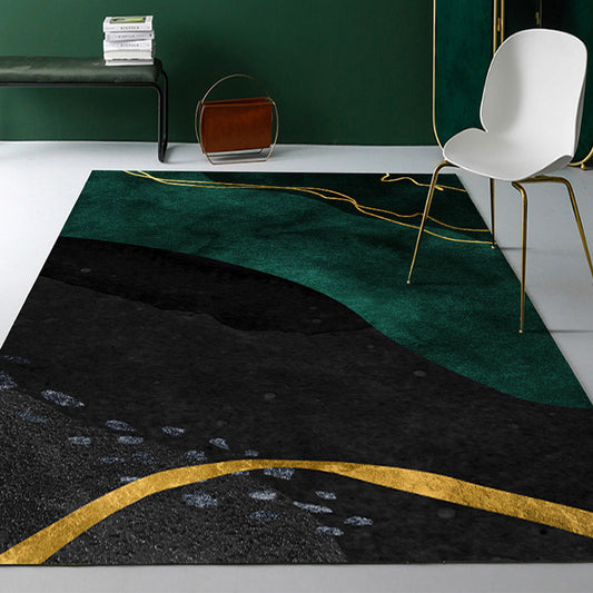 Morandi Color Living Room Rug Nordic Colorblock with Twisted Line Rug Polypropylene Non-Slip Washable Stain Resistant Rug Dark Green Clearhalo 'Area Rug' 'Rug' 2106778