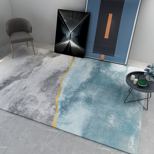 Mid-Century Abstract Rug Multicolor Polypropylene Rug Non-Slip Pet Friendly Machine Wash Area Carpet for Home Decoration Denim Blue Clearhalo 'Area Rug' 'Rug' 2106807