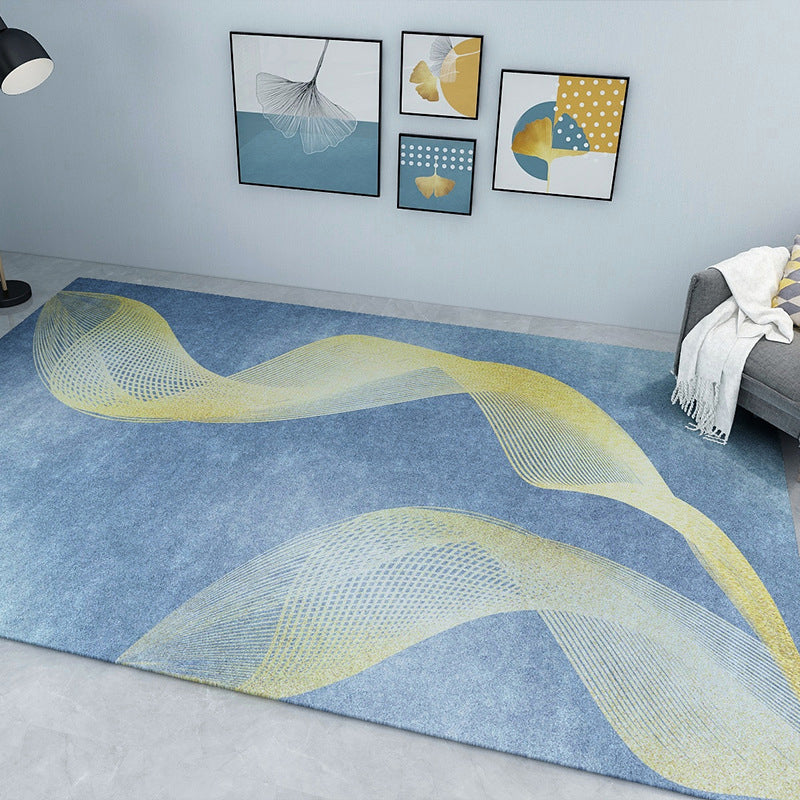 Mid-Century Abstract Rug Multicolor Polypropylene Rug Non-Slip Pet Friendly Machine Wash Area Carpet for Home Decoration Ocean Blue Clearhalo 'Area Rug' 'Rug' 2106810