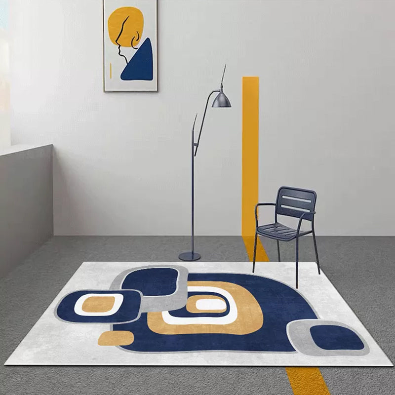 Classic Multicolor Geometric Rug Synthetics Mid-Century Carpet Non-Slip Backing Stain Resistant Machine Wash Rug for Home Decor Dark Blue Clearhalo 'Area Rug' 'Rug' 2106878