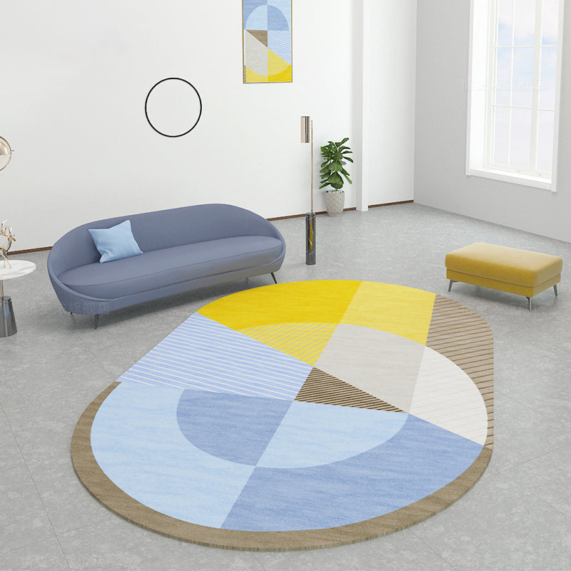 Multicolor Nordic Rug Polypropylene Colorblock with Line Background Rug Pet Friendly Non-Slip Machine Washable Carpet for Home Clearhalo 'Area Rug' 'Rug' 2106889
