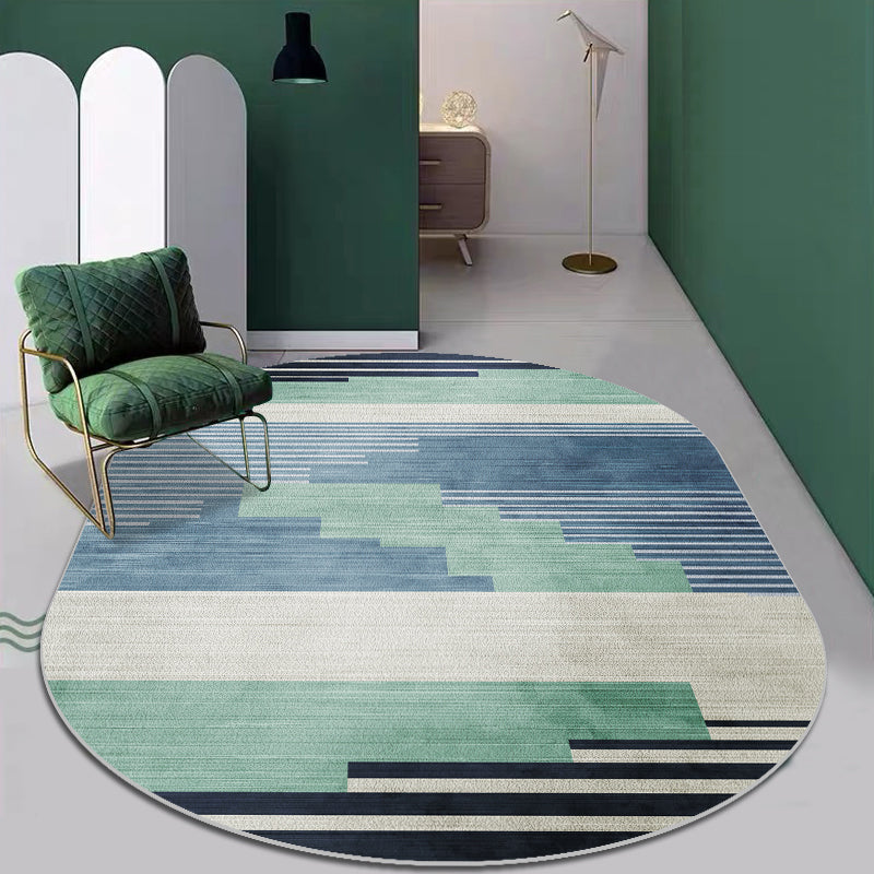 Trendy Multi-Color Nordic Rug Polyester Abstract Geometry Carpet Pet Friendly Non-Slip Backing Washable Rug for Bedroom Lake Green Clearhalo 'Area Rug' 'Rug' 2106896