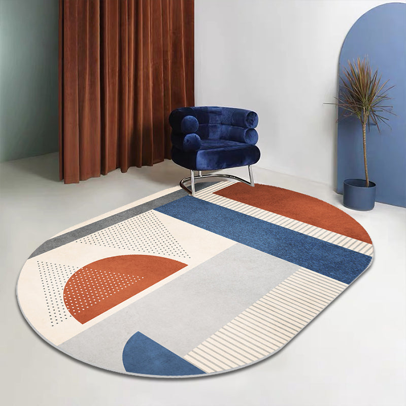 Trendy Multi-Color Nordic Rug Polyester Abstract Geometry Carpet Pet Friendly Non-Slip Backing Washable Rug for Bedroom Dark Blue Clearhalo 'Area Rug' 'Rug' 2106898
