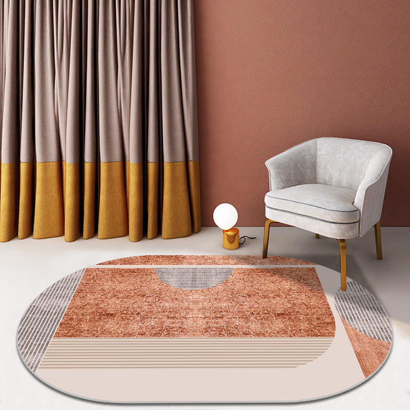 Trendy Multi-Color Nordic Rug Polyester Abstract Geometry Carpet Pet Friendly Non-Slip Backing Washable Rug for Bedroom Dark Coffee Clearhalo 'Area Rug' 'Rug' 2106900