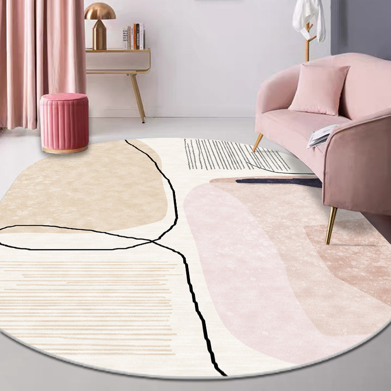 Trendy Multi-Color Nordic Rug Polyester Abstract Geometry Carpet Pet Friendly Non-Slip Backing Washable Rug for Bedroom Light Coffee Clearhalo 'Area Rug' 'Rug' 2106905