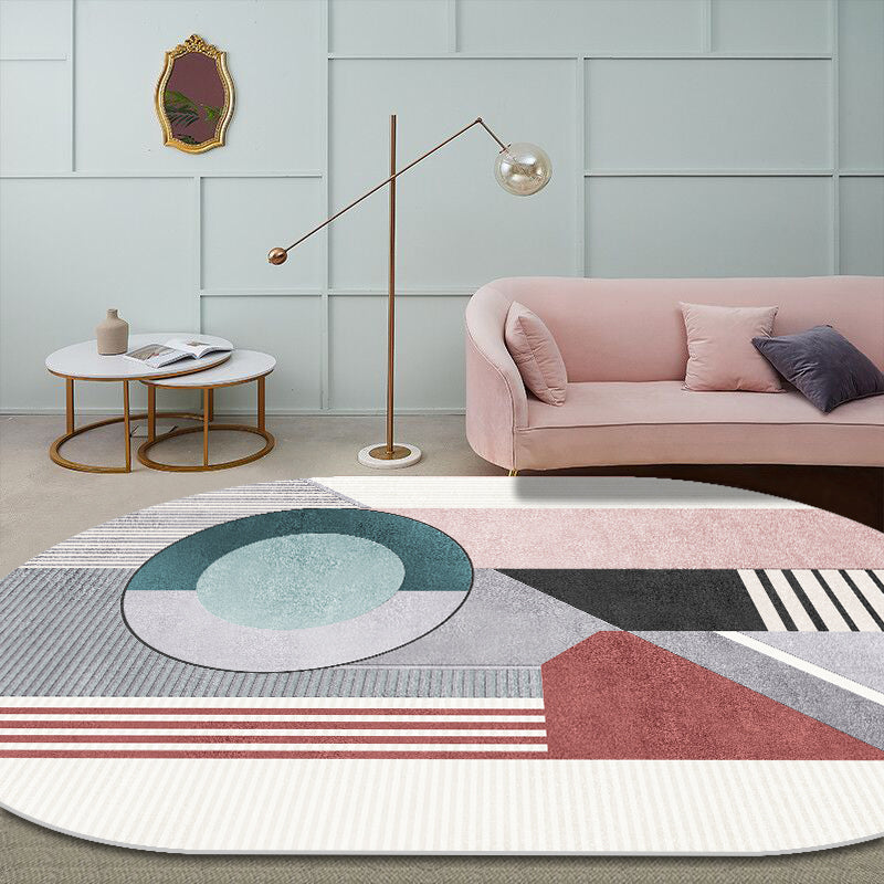Trendy Multi-Color Nordic Rug Polyester Abstract Geometry Carpet Pet ...