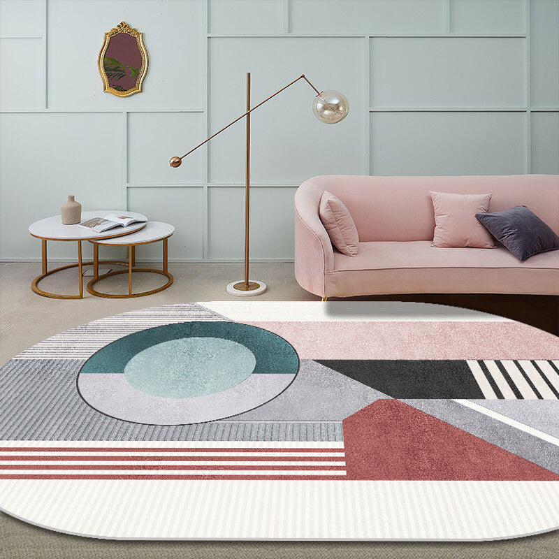 Trendy Multi-Color Nordic Rug Polyester Abstract Geometry Carpet Pet Friendly Non-Slip Backing Washable Rug for Bedroom Grey Clearhalo 'Area Rug' 'Rug' 2106907