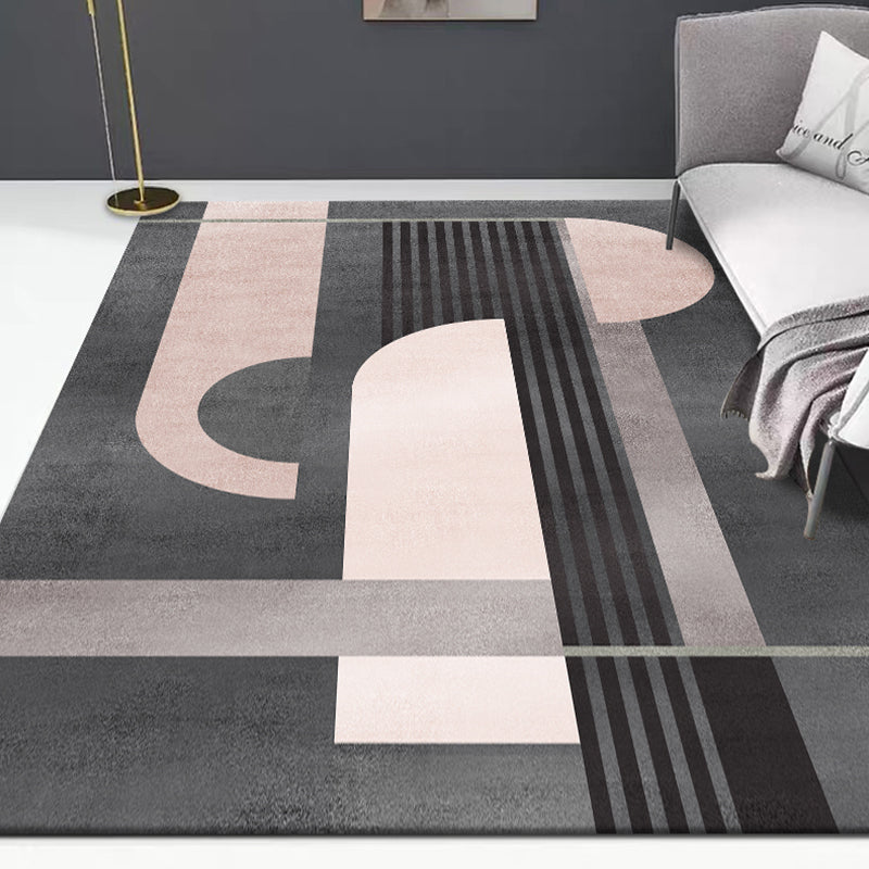 Multi-Color Living Room Rug Nordic Geometric Colorblock Rug Polyester Stain Resistant Non-Slip Machine Washable Area Carpet Grey Clearhalo 'Area Rug' 'Rug' 2106931