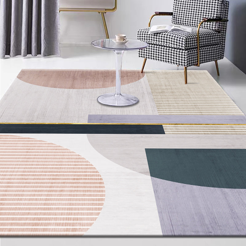 Multi-Color Living Room Rug Nordic Geometric Colorblock Rug Polyester Stain Resistant Non-Slip Machine Washable Area Carpet Light Purple Clearhalo 'Area Rug' 'Rug' 2106933