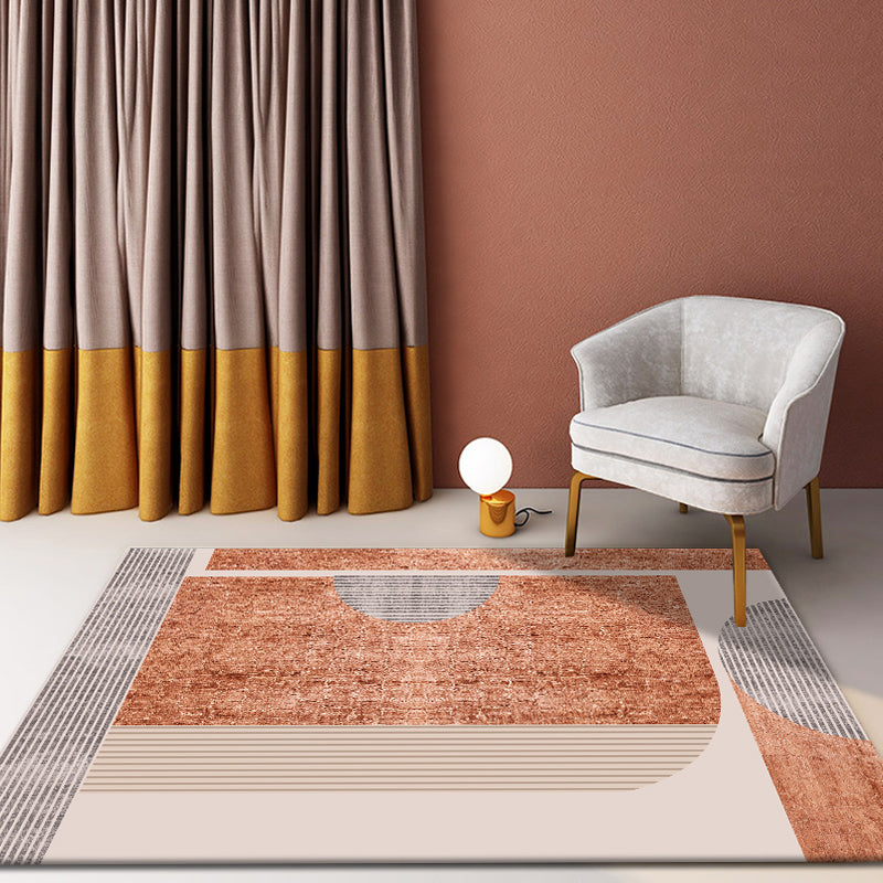 Multi-Color Living Room Rug Nordic Geometric Colorblock Rug Polyester Stain Resistant Non-Slip Machine Washable Area Carpet Brown Clearhalo 'Area Rug' 'Rug' 2106936