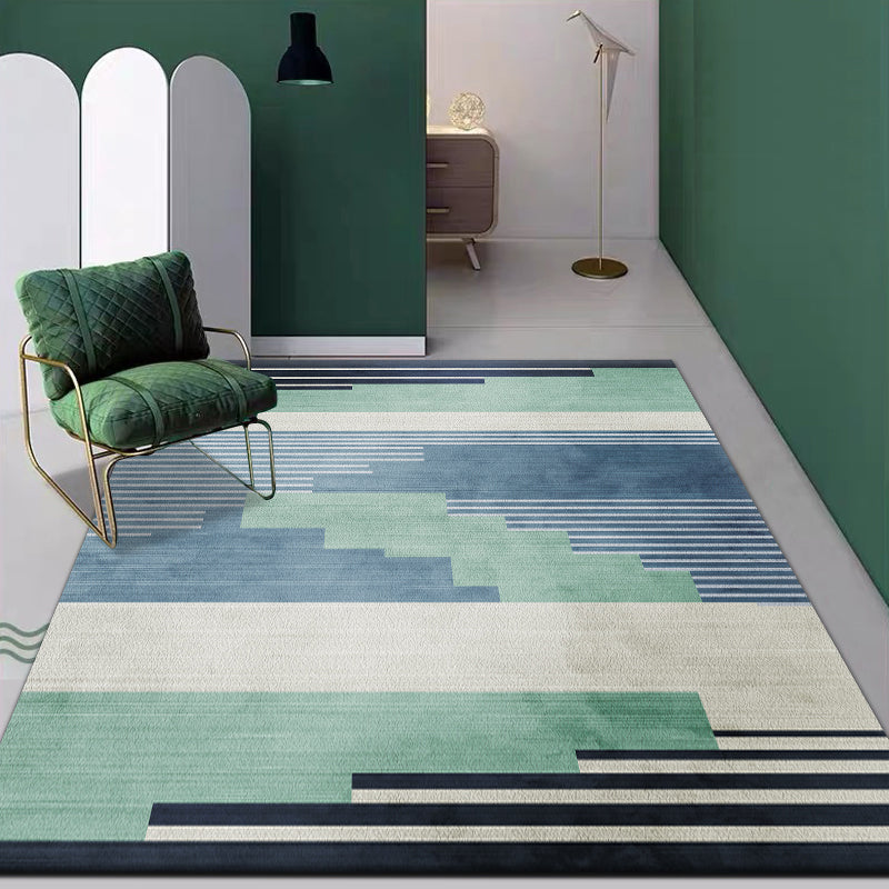 Multi-Color Living Room Rug Nordic Geometric Colorblock Rug Polyester Stain Resistant Non-Slip Machine Washable Area Carpet Lake Green Clearhalo 'Area Rug' 'Rug' 2106937