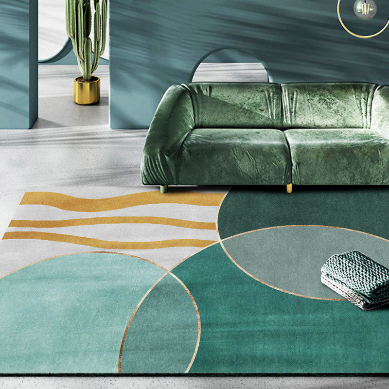 Retro Abstract Line Art Rug Multi Colored Mid-Century Rug Synthetics Washable Stain Resistant Anti-Slip Rug for Living Room Green Clearhalo 'Area Rug' 'Rug' 2106939