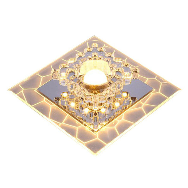 Simplicity Square Shape LED Flush Mount Light Crystal Corridor Flush Mount Ceiling Light in Clear Clearhalo 'Ceiling Lights' 'Close To Ceiling Lights' 'Close to ceiling' 'Flush mount' Lighting' 2106995