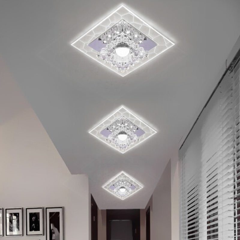 Simplicity Square Shape LED Flush Mount Light Crystal Corridor Flush Mount Ceiling Light in Clear Clear White Clearhalo 'Ceiling Lights' 'Close To Ceiling Lights' 'Close to ceiling' 'Flush mount' Lighting' 2106997