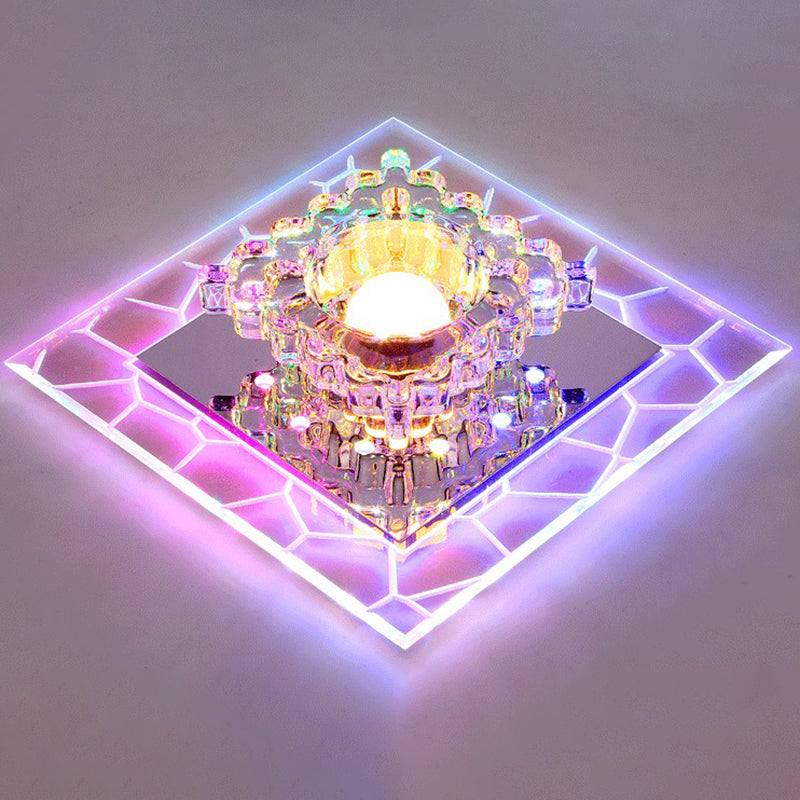 Simplicity Square Shape LED Flush Mount Light Crystal Corridor Flush Mount Ceiling Light in Clear Clearhalo 'Ceiling Lights' 'Close To Ceiling Lights' 'Close to ceiling' 'Flush mount' Lighting' 2106999