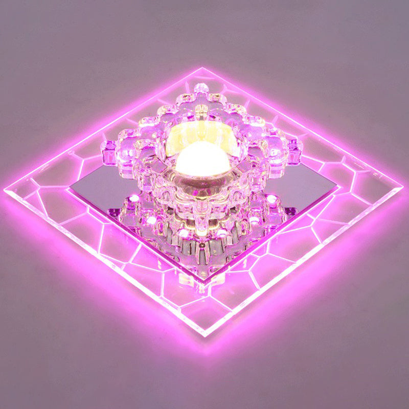 Simplicity Square Shape LED Flush Mount Light Crystal Corridor Flush Mount Ceiling Light in Clear Clearhalo 'Ceiling Lights' 'Close To Ceiling Lights' 'Close to ceiling' 'Flush mount' Lighting' 2107001