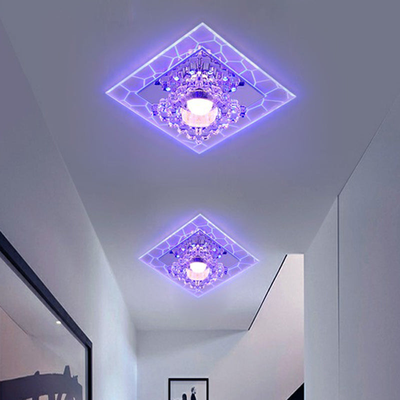 Simplicity Square Shape LED Flush Mount Light Crystal Corridor Flush Mount Ceiling Light in Clear Clear Blue Clearhalo 'Ceiling Lights' 'Close To Ceiling Lights' 'Close to ceiling' 'Flush mount' Lighting' 2107002