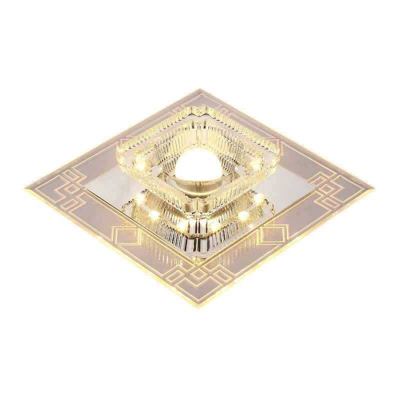 Crystal Squared LED Flush Mount Modern Clear Flushmount Ceiling Light for Entryway Clearhalo 'Ceiling Lights' 'Close To Ceiling Lights' 'Close to ceiling' 'Flush mount' Lighting' 2107023