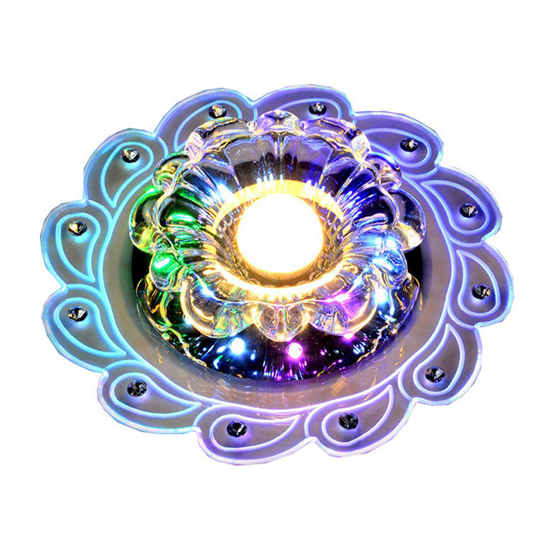 Contemporary Flower Shaped Flush Ceiling Light Crystal Corridor LED Flush Mount Lighting Fixture in Clear Clearhalo 'Ceiling Lights' 'Close To Ceiling Lights' 'Close to ceiling' 'Flush mount' Lighting' 2107064