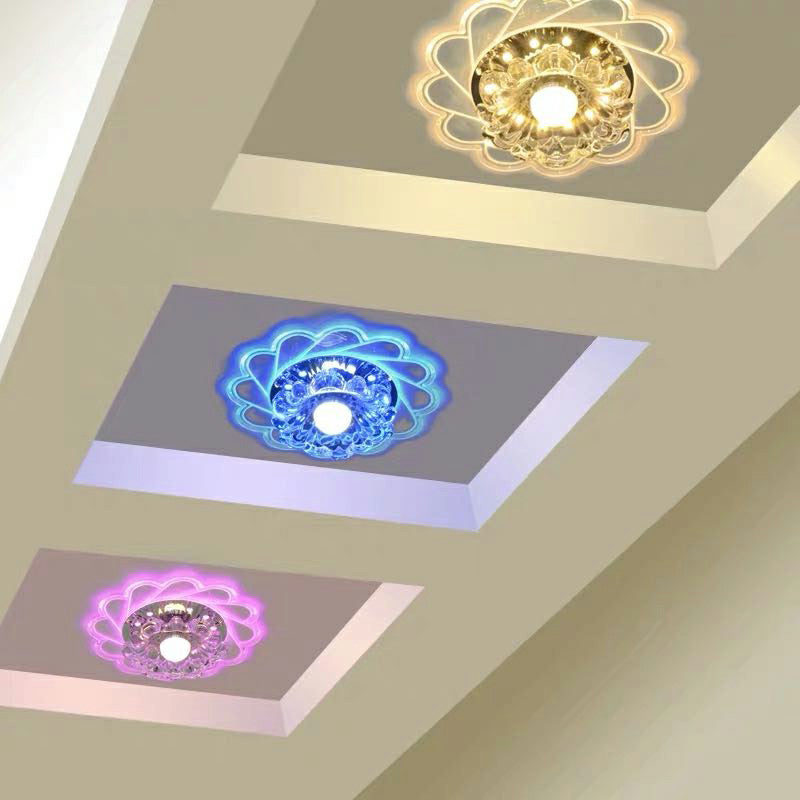 Flower Shaped Crystal Flush Mount Lighting Minimalist Clear LED Flush Mount Fixture Clearhalo 'Ceiling Lights' 'Close To Ceiling Lights' 'Close to ceiling' 'Flush mount' Lighting' 2107086