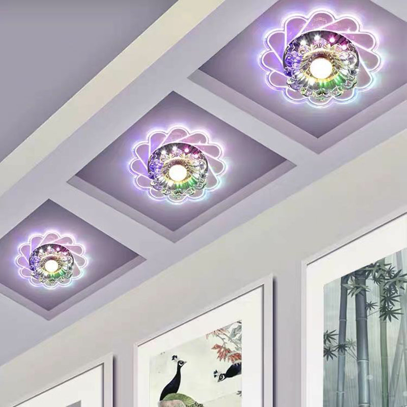 Flower Shaped Crystal Flush Mount Lighting Minimalist Clear LED Flush Mount Fixture Clearhalo 'Ceiling Lights' 'Close To Ceiling Lights' 'Close to ceiling' 'Flush mount' Lighting' 2107088