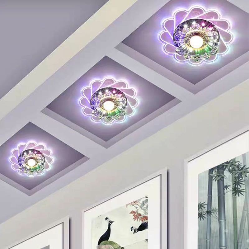 Flower Shaped Crystal Flush Mount Lighting Minimalist Clear LED Flush Mount Fixture Clearhalo 'Ceiling Lights' 'Close To Ceiling Lights' 'Close to ceiling' 'Flush mount' Lighting' 2107088