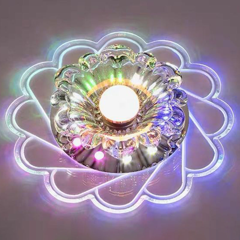 Flower Shaped Crystal Flush Mount Lighting Minimalist Clear LED Flush Mount Fixture Clear Multi Color Clearhalo 'Ceiling Lights' 'Close To Ceiling Lights' 'Close to ceiling' 'Flush mount' Lighting' 2107090