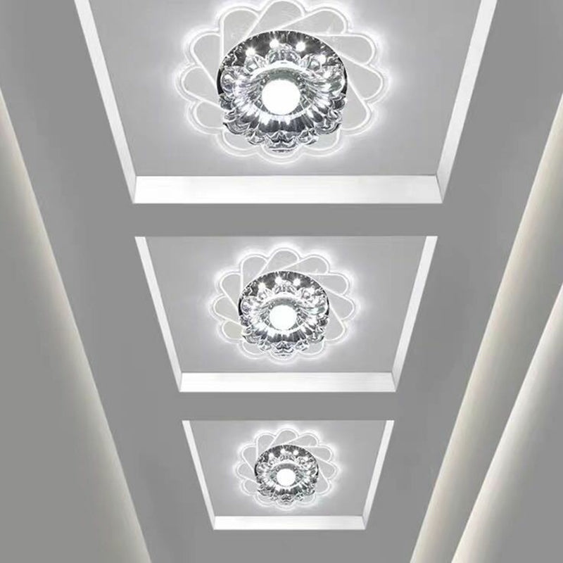 Flower Shaped Crystal Flush Mount Lighting Minimalist Clear LED Flush Mount Fixture Clearhalo 'Ceiling Lights' 'Close To Ceiling Lights' 'Close to ceiling' 'Flush mount' Lighting' 2107091