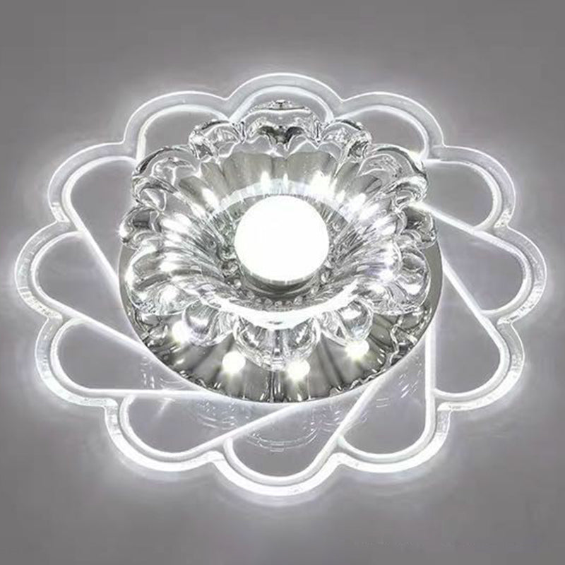 Flower Shaped Crystal Flush Mount Lighting Minimalist Clear LED Flush Mount Fixture Clear 11w White Clearhalo 'Ceiling Lights' 'Close To Ceiling Lights' 'Close to ceiling' 'Flush mount' Lighting' 2107092